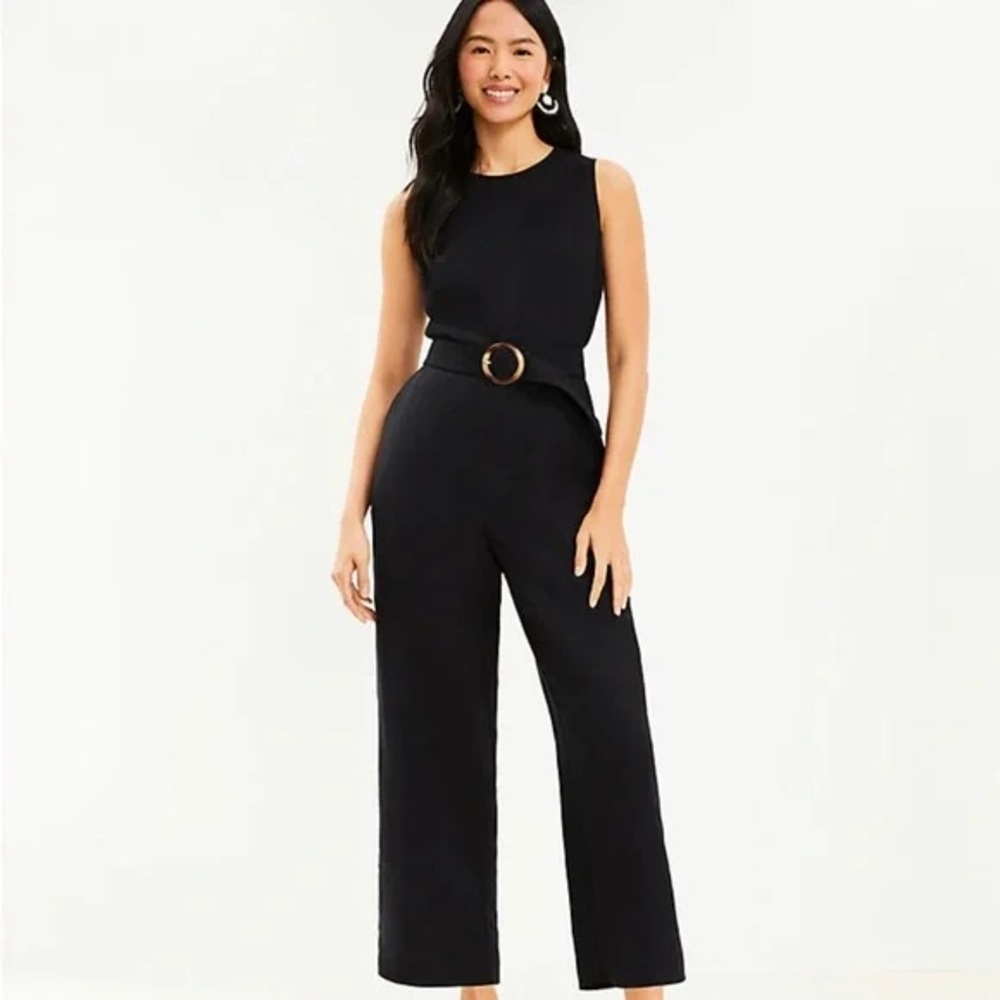 LOFT Black Belted Jumpsuit size 8